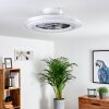 Ventilateur de plafond Piacenza LED Chrome, Blanc, 1 lumière, Télécommandes