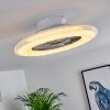 Ventilateur de plafond Piacenza LED Chrome, Blanc, 1 lumière, Télécommandes