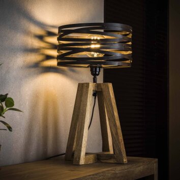 Lampe de table BEILEN Bois foncé, 1 lumière