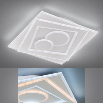 Plafonnier Fischer & Honsel Ratio LED Blanc, 1 lumière, Télécommandes