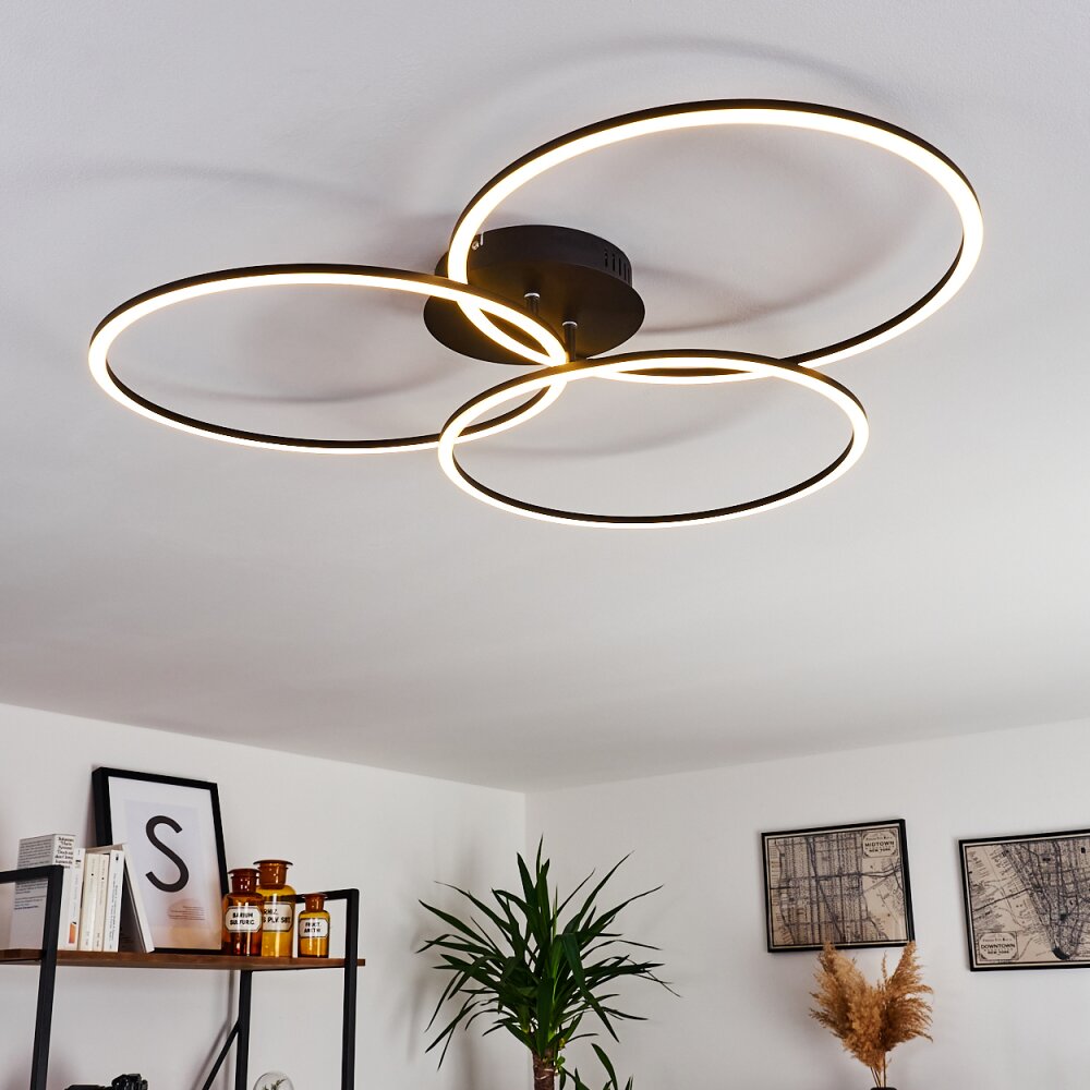 Plafonnier Johsa LED Noir, 3 lumières