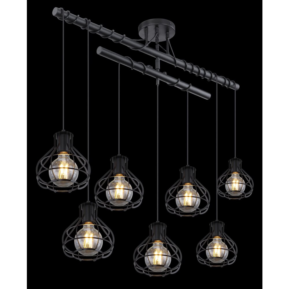 Plafonnier Globo CLASTRA Noir, 7 lumières