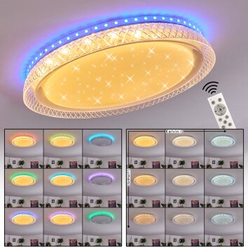 Plafonnier Fondaco LED Blanc, 1 lumière, Télécommandes, Changeur de couleurs