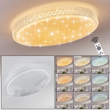 Plafonnier Suno LED Transparent, Blanc, 1 lumière, Télécommandes
