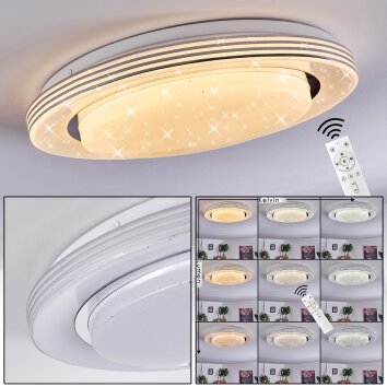 Plafonnier Laganadi LED Blanc, 1 lumière, Télécommandes