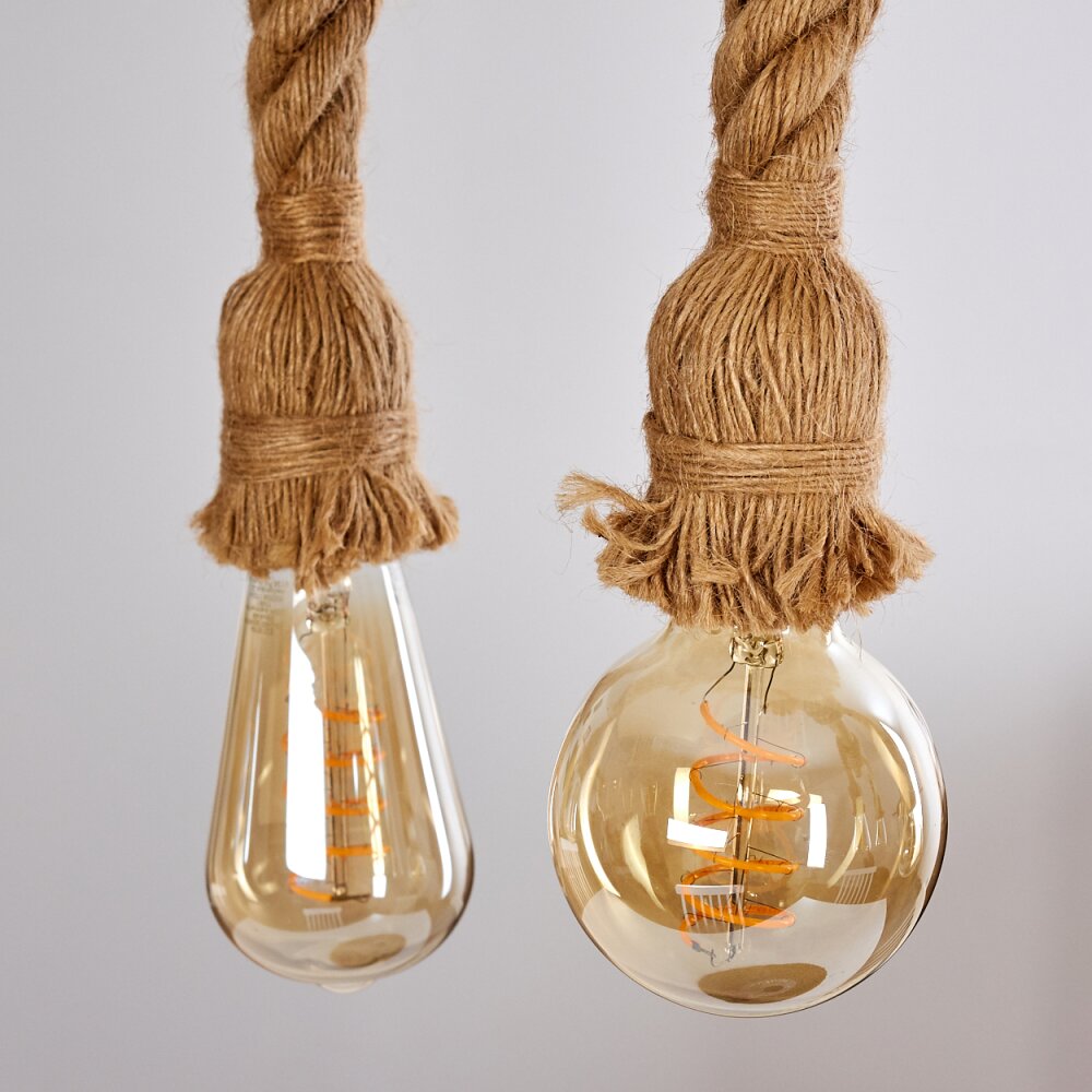 Suspension Menamini Anthracite, Brun, Bois foncé, 6 lumières
