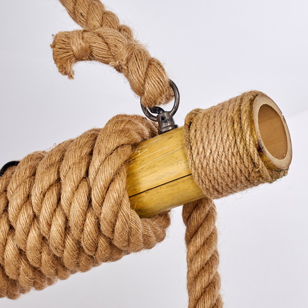 Suspension Menamini Anthracite, Brun, Bois foncé, 6 lumières