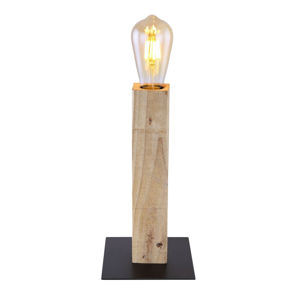 Lampe de table Globo ADALIE Bois clair, Noir, 1 lumière
