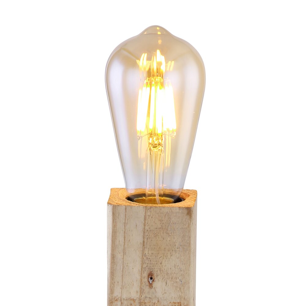 Lampe de table Globo ADALIE Bois clair, Noir, 1 lumière
