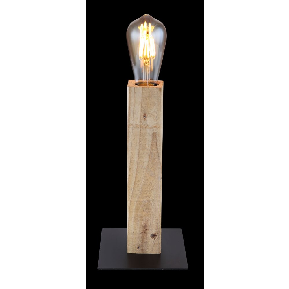 Lampe de table Globo ADALIE Bois clair, Noir, 1 lumière