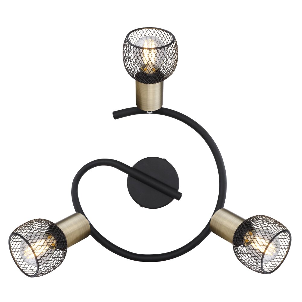 Plafonnier Globo FIASTRA Noir, 3 lumières