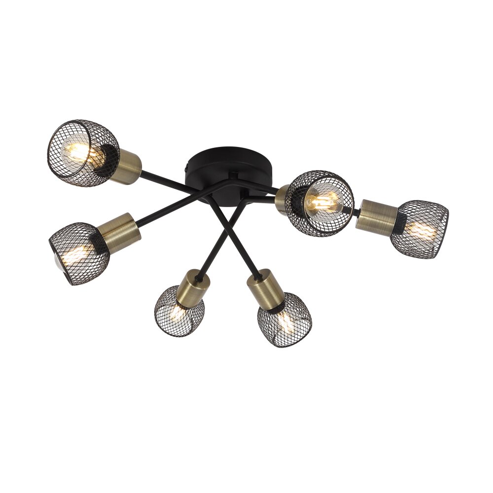 Plafonnier Globo FIASTRA Noir, 6 lumières main product photo