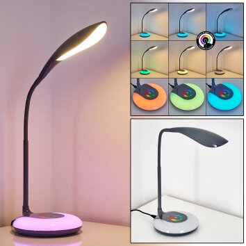 Lampe de table Paphos LED Noir, 1 lumière, Changeur de couleurs