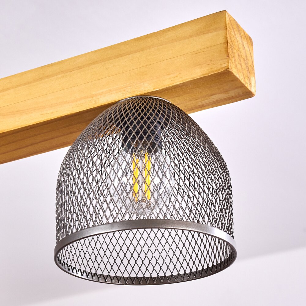 Suspension Camotes Bois clair, Nickel mat, 4 lumières