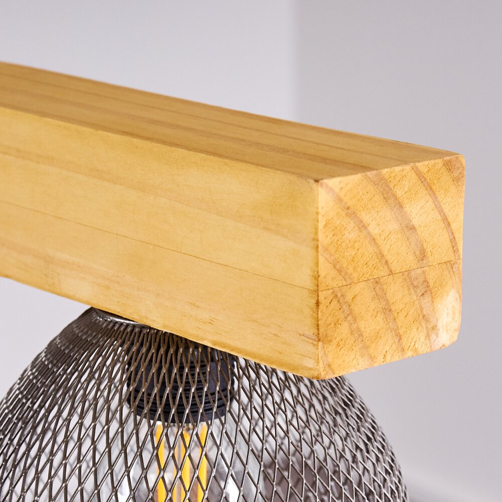 Suspension Camotes Bois clair, Nickel mat, 4 lumières