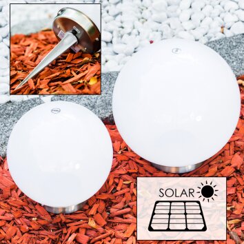 Set de boules lumineuses solaires LED Acier inoxydable, 2 lumières