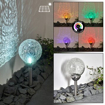 Borne lumineuse Carbonia LED Argenté, 2 lumières, Changeur de couleurs