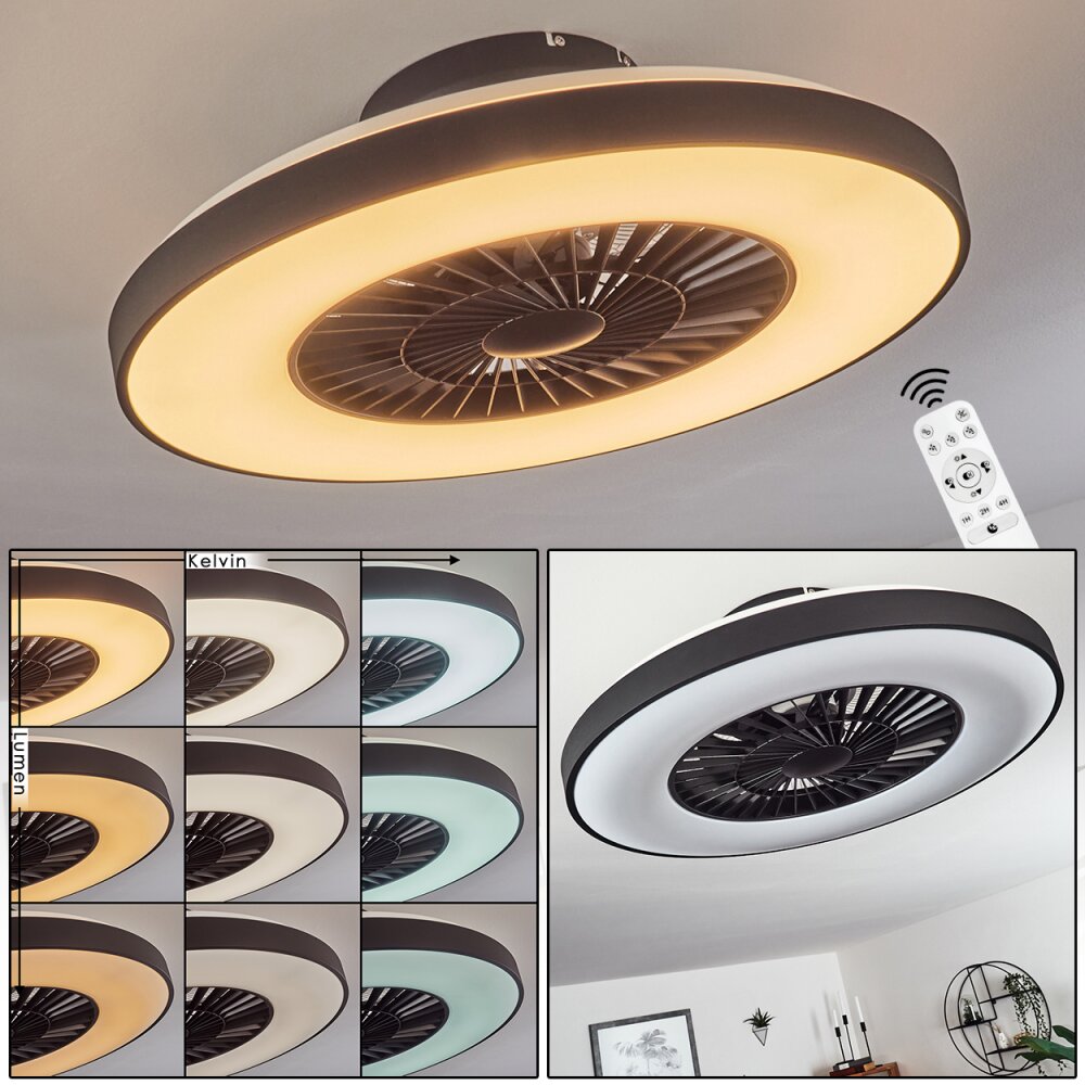 Ventilateur de plafond à lampe led (noir ou blanc)