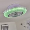 Ventilateur de plafond Riccione LED Blanc, 1 lumière, Télécommandes, Changeur de couleurs