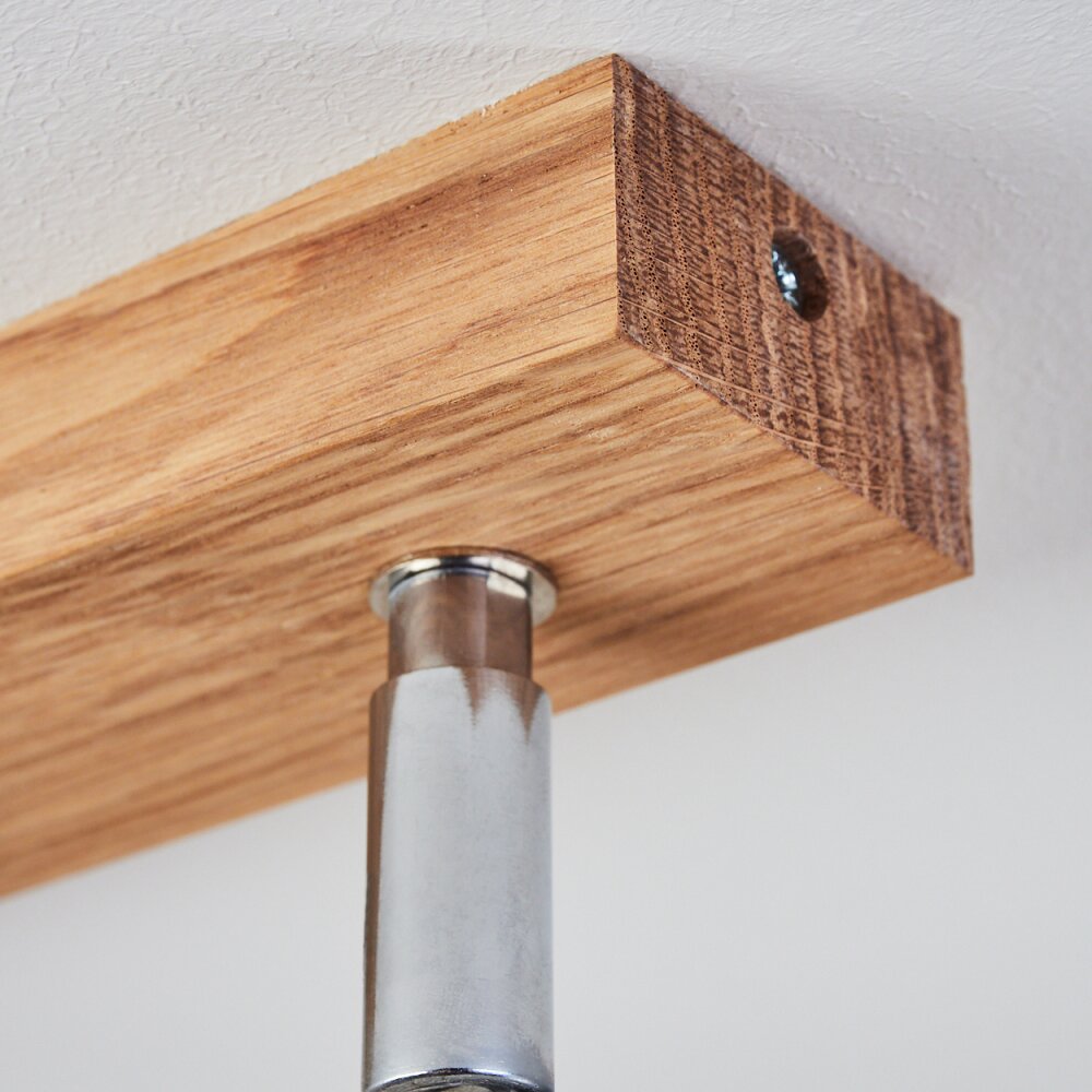 Plafonnier Musland Chrome, Bois foncé, Blanc, 3 lumières