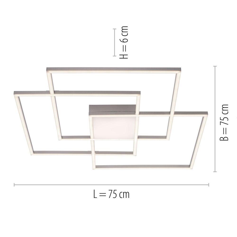Plafonnier Leuchten-Direkt ASMIN LED Acier brossé, 3 lumières, Télécommandes