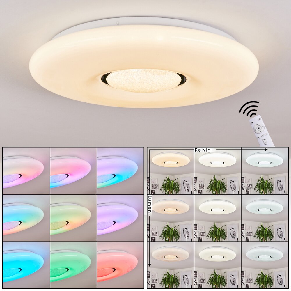 Plafonnier Page LED Blanc, 2 lumières, Télécommandes, Changeur de couleurs main product photo