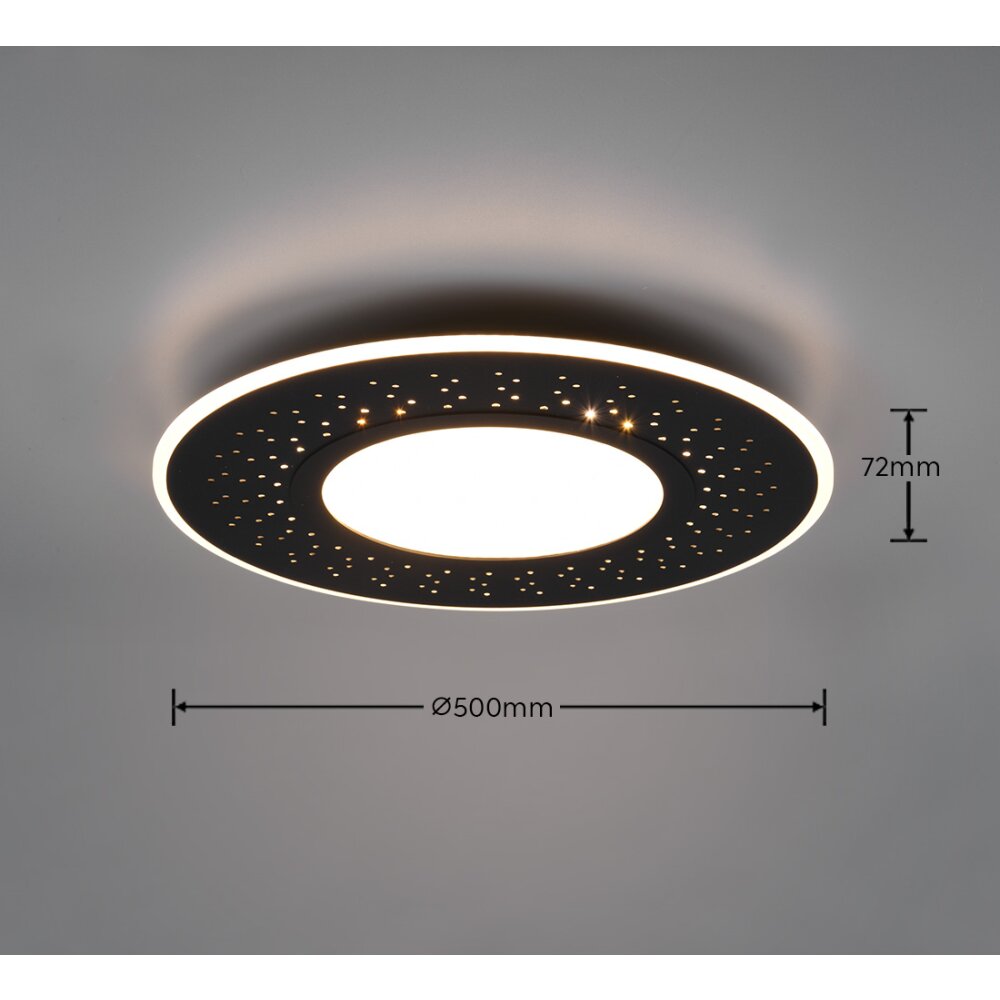 Plafonnier Trio-Leuchten Verus LED Noir, 1 lumière, Télécommandes