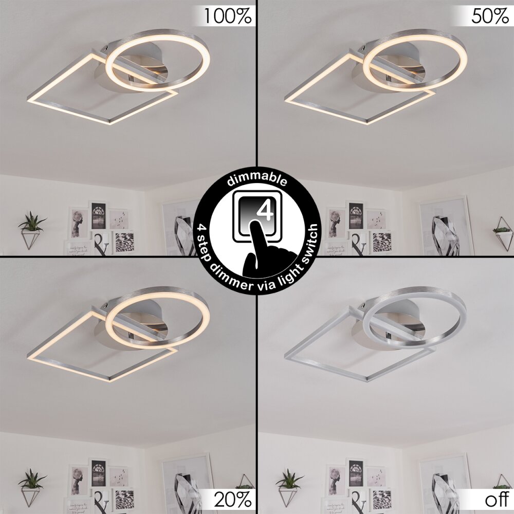 Plafonnier Buren LED Nickel mat, 1 lumière