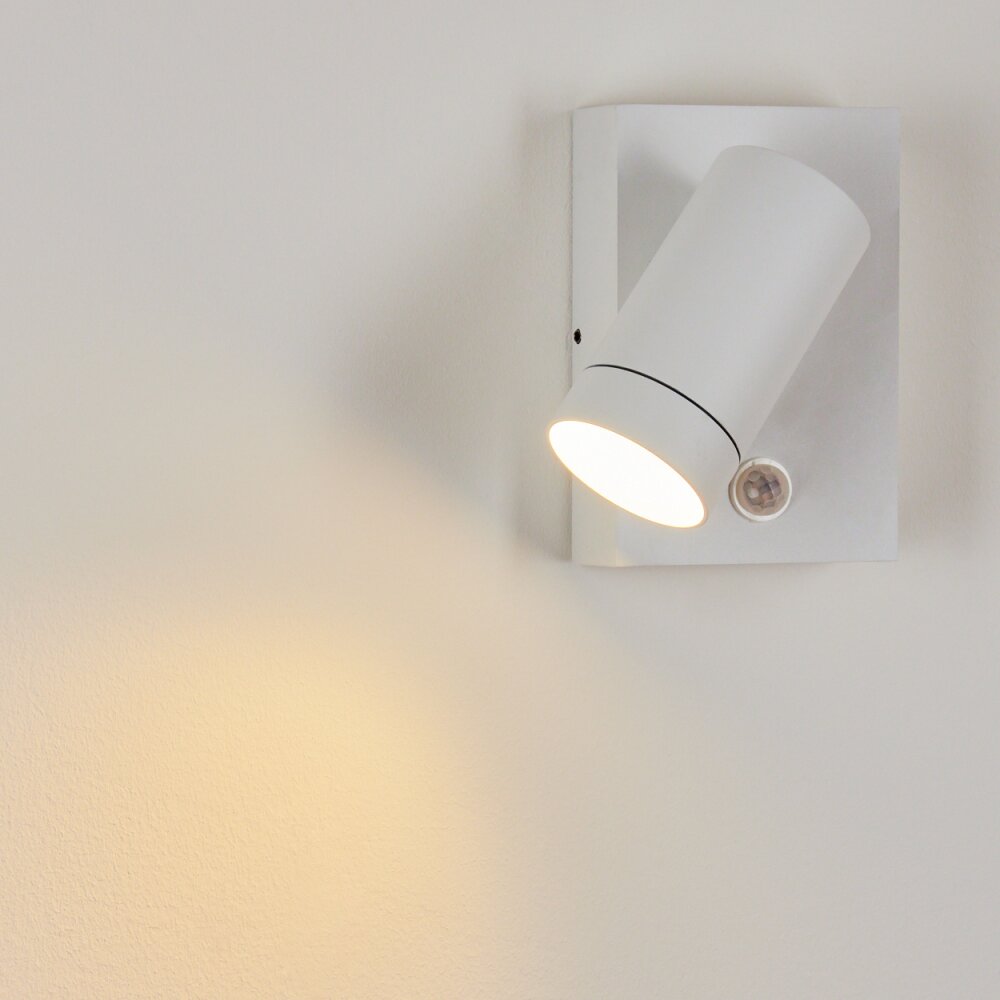 Applique murale d'extérieur Hakamken Blanc, 1 lumière, Détecteur de mouvement