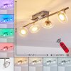 Plafonnier Marsen LED Nickel mat, 4 lumières, Télécommandes, Changeur de couleurs