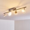 Plafonnier Marsen LED Nickel mat, 4 lumières, Télécommandes, Changeur de couleurs