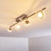 Plafonnier Marsen LED Nickel mat, 4 lumières, Télécommandes, Changeur de couleurs