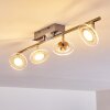Plafonnier Marsen LED Nickel mat, 4 lumières, Télécommandes, Changeur de couleurs