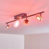 Plafonnier Marsen LED Nickel mat, 4 lumières, Télécommandes, Changeur de couleurs