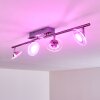 Plafonnier Marsen LED Nickel mat, 4 lumières, Télécommandes, Changeur de couleurs