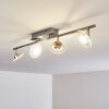 Plafonnier Marsen LED Nickel mat, 4 lumières, Télécommandes, Changeur de couleurs