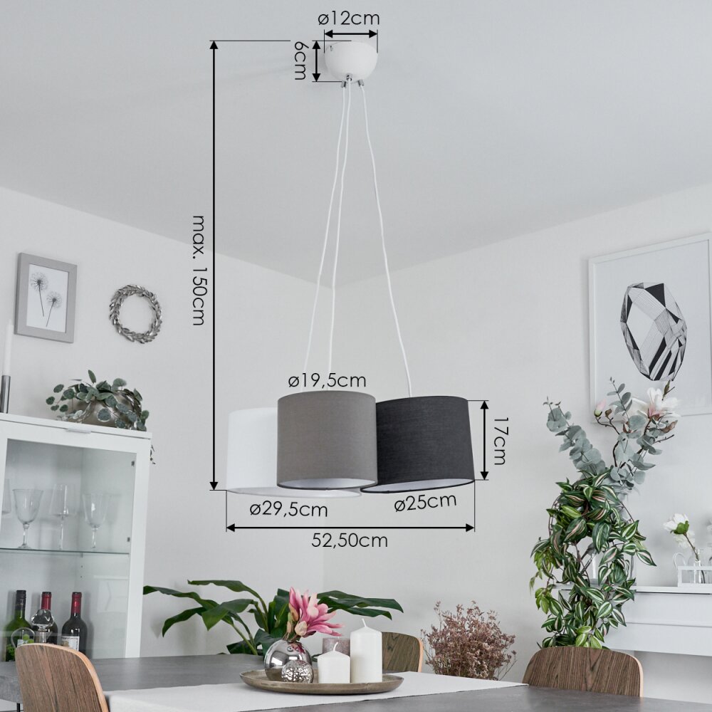 Suspension Tveid Blanc, 3 lumières