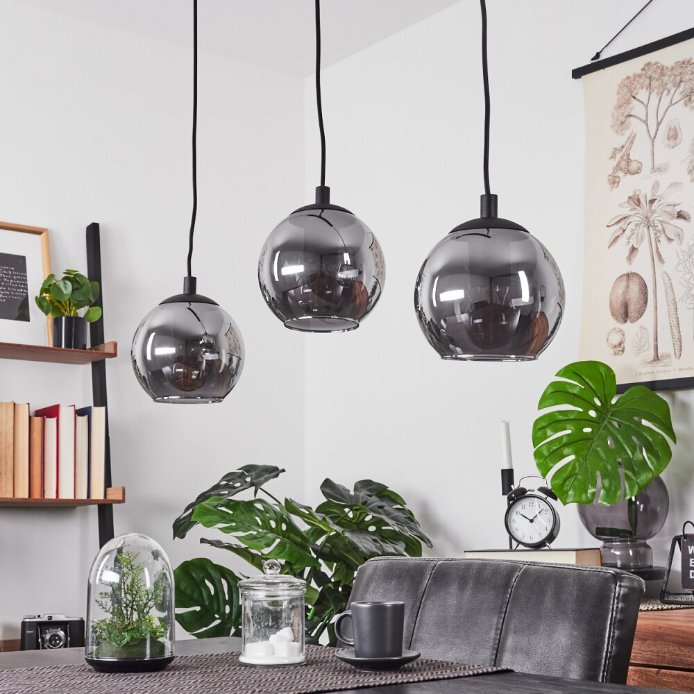 Suspension Sernf Noir, 3 lumières