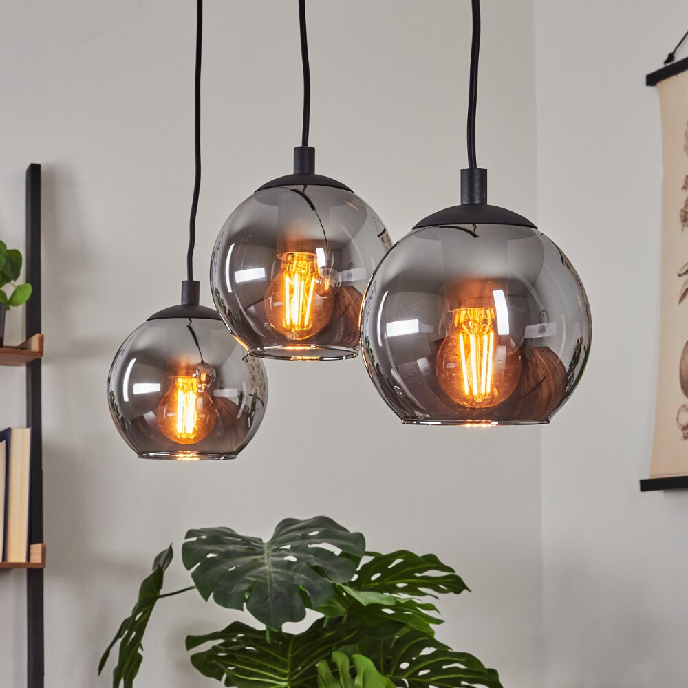 Suspension Sernf Noir, 3 lumières