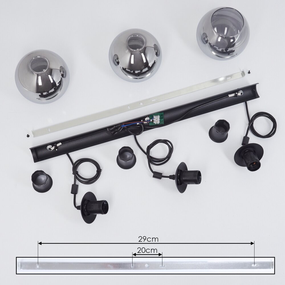 Suspension Sernf Noir, 3 lumières