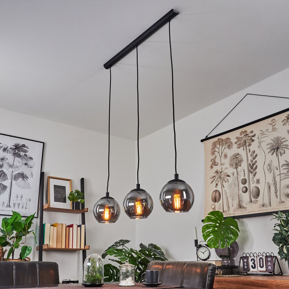 Suspension Sernf Noir, 3 lumières