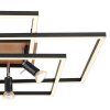 Plafonnier Globo IDA LED Couleur bois, Noir, 4 lumières