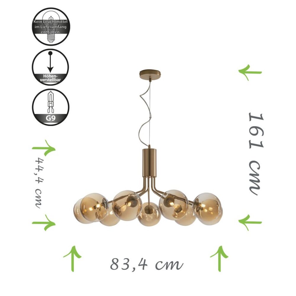 Suspension Luce Design NEPTUN Laiton, 9 lumières