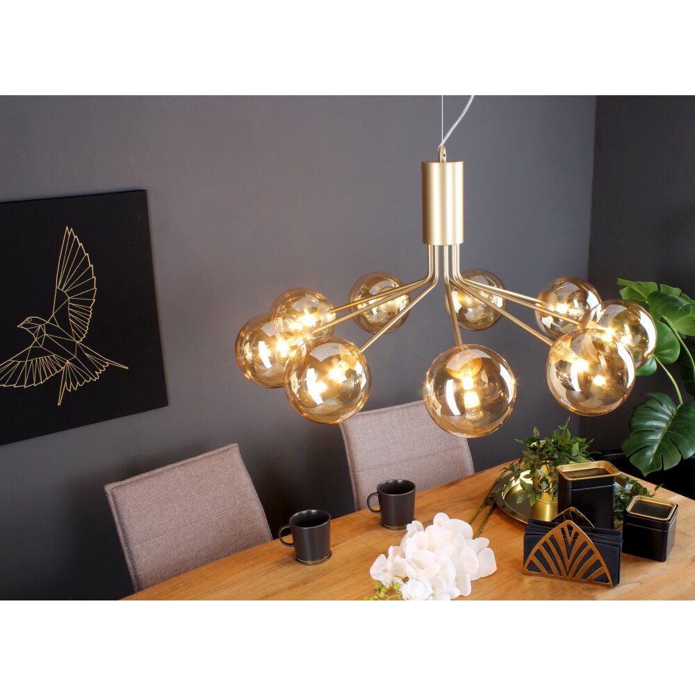 Suspension Luce Design NEPTUN Laiton, 9 lumières