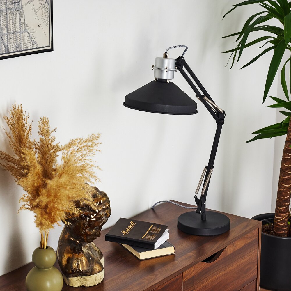 Lampe de table Chara Noir, Argenté, 1 lumière