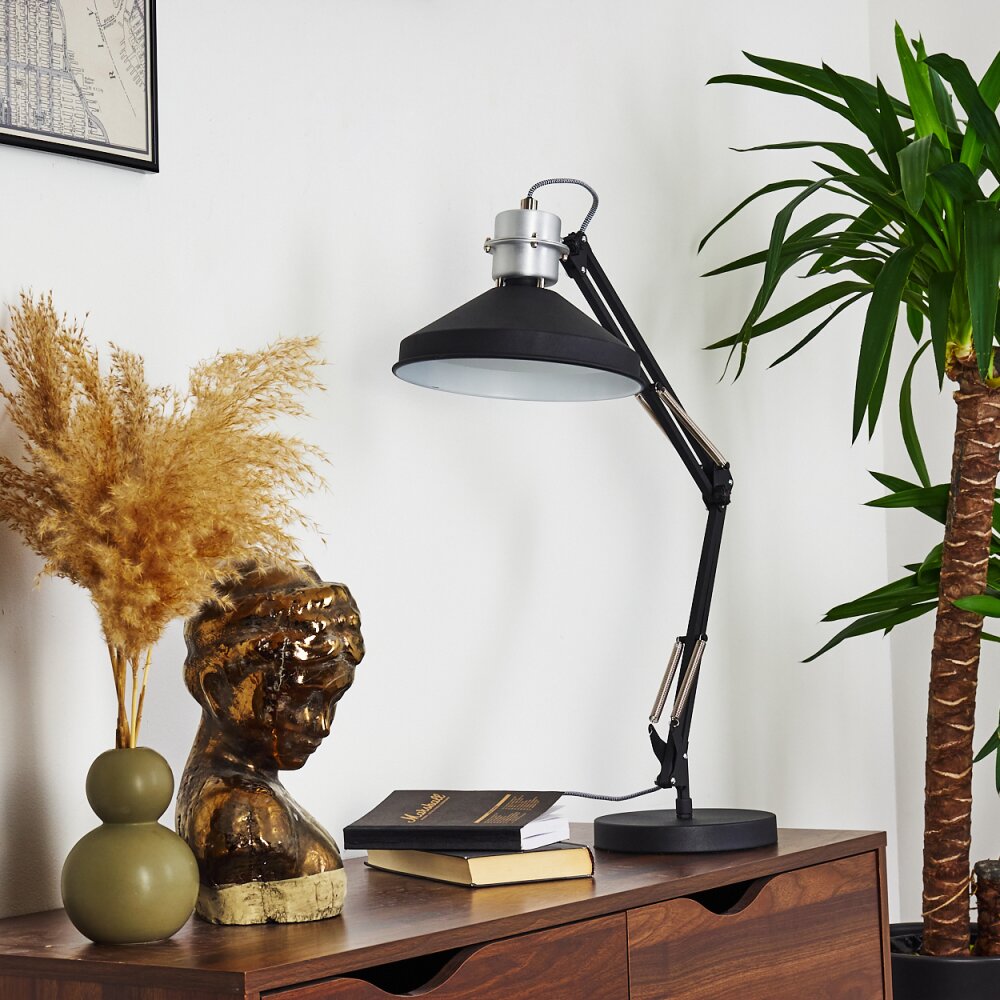 Lampe de table Chara Noir, Argenté, 1 lumière