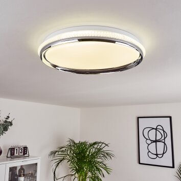 Plafonnier Alberton LED Chrome, Transparent, Blanc, 1 lumière