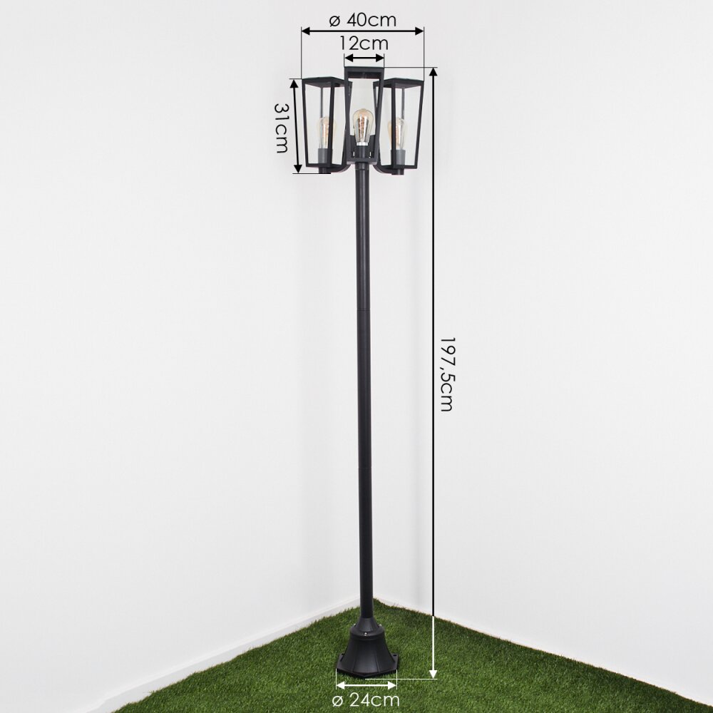 Réverbère Ruoni Noir, 3 lumières