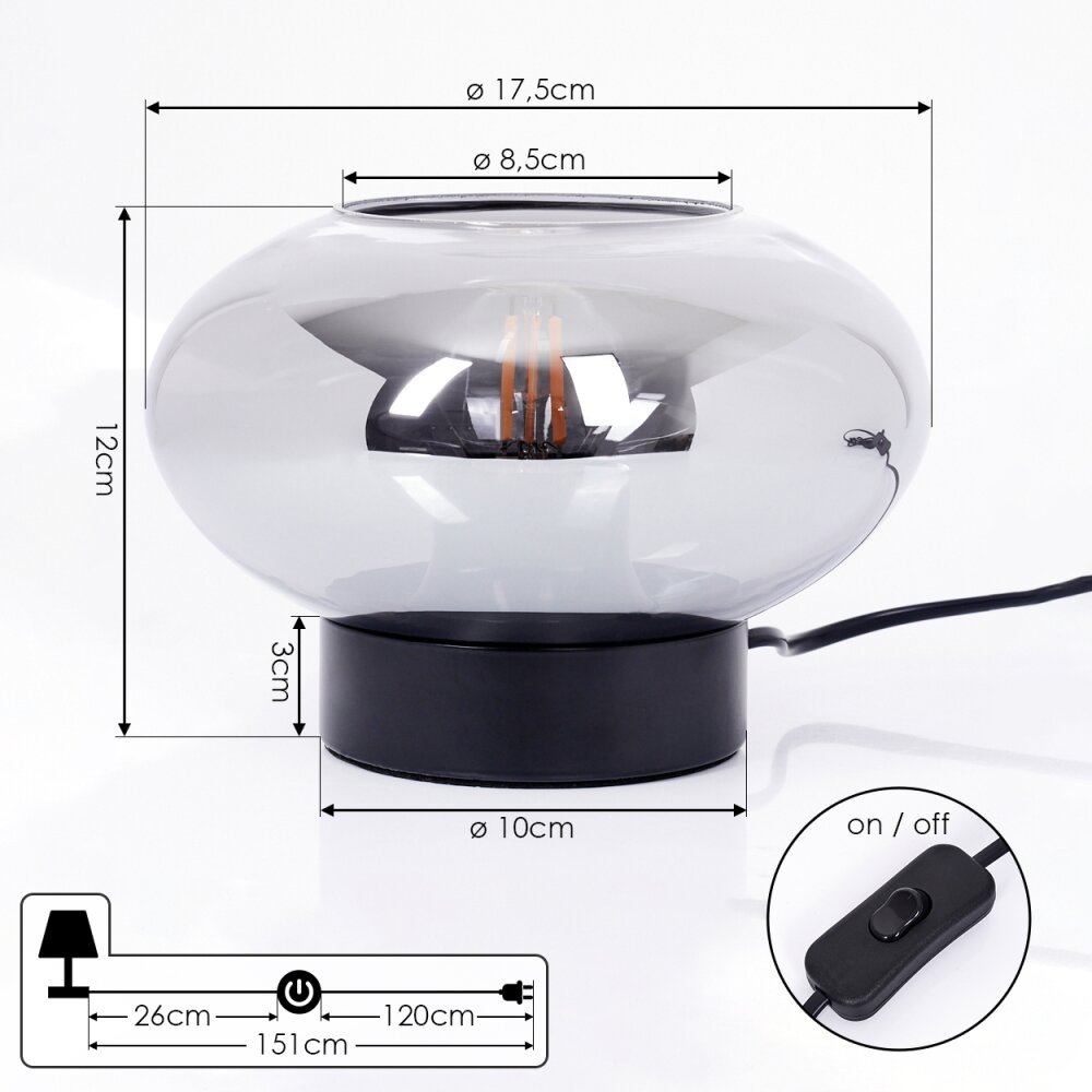 Lampe de table Haikala Noir, 1 lumière