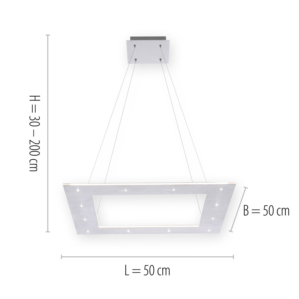 Suspension Paul Neuhaus PURE-COSMO LED Aluminium, 21 lumières, Télécommandes